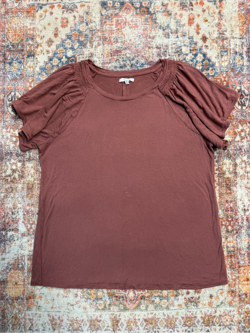 Maurices Mauve Flutter Sleeve Blouse Women’s Large Soft Casual Top